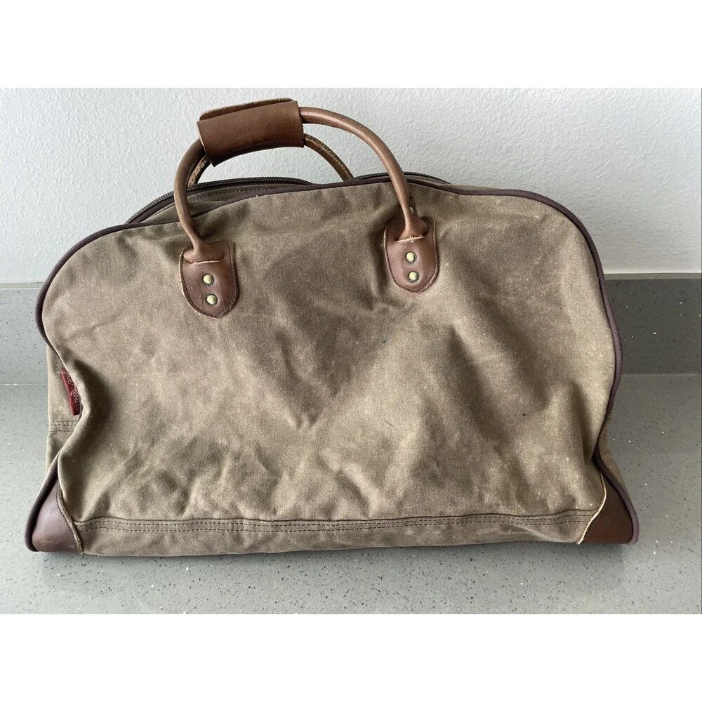Frost River Canvas Duffle Bag Waxed Leather Straps Duluth Minnesota Brown